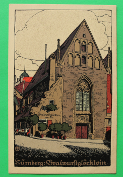 AK Nürnberg / 1910-20 / Litho / Bratwurstglöcklein Gasthaus / Künstler Steinzeichnung Stein-Zeichnung / Monogramm L